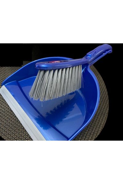 RENK YAPI RÜYASI Blue Dustpan Set Hand Cleaning Brush Shovel Large Brush Deep Chamber Broom Plastic