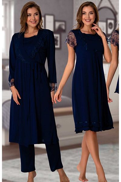 Effort Pijama Effortt Navy Blue Maternity Pregnant Set of 4 2050