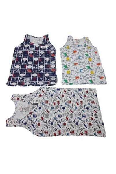 Tutku 0256 Tricou cu imprimeu din elastan pentru baieti 6 piese