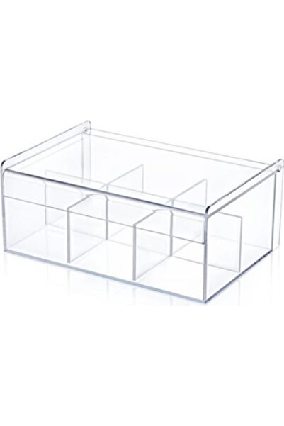 Genel Markalar Çay Kutusu 6 Bölmeli Kapaklı Poşet Bitki Çayı Saklama Kabı 055