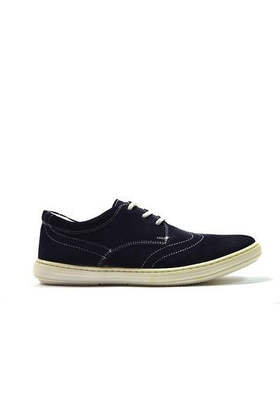 Toddler 56076 Navy Blue Suede Laced Orthopedic Men's Shoes