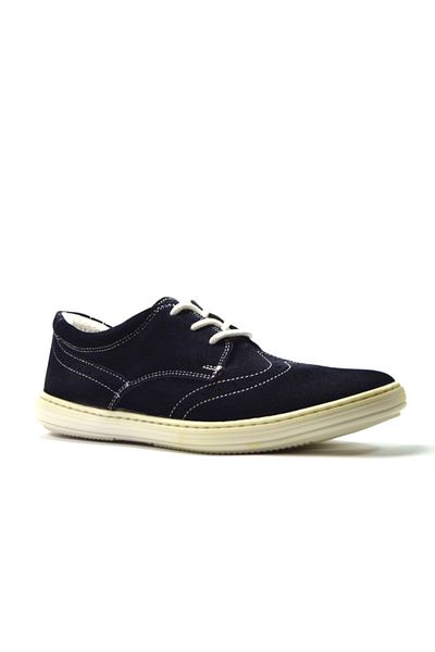 Toddler 56076 Navy Blue Suede Laced Orthopedic Men's Shoes