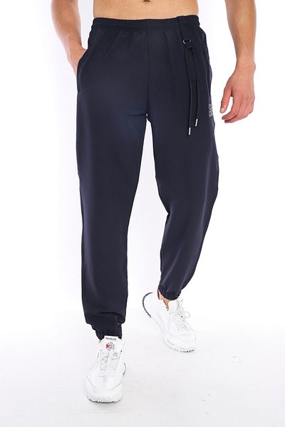 Need Men's Navy Blue Pocket Zippered Lanyard Detailed Jogger Sweatpants
