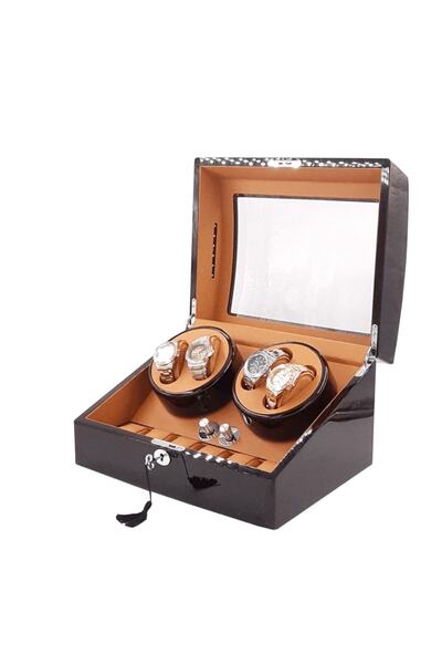 STAND MARKET Otomatik Saat Kurma Kutusu (winder) Piano Brown 4+6 Kahve Içi Ta...