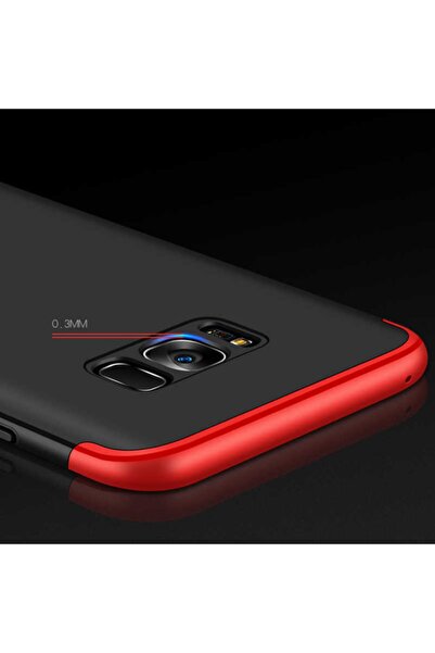 Nezih Case Samsung Galaxy S8 Plus Uyumlu Tam Koruma Sert Silikon Kılıf (ULTRA İNCE) Siyah/kırmızı