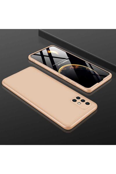 Nezih Case Samsung Galaxy A51 Uyumlu Kılıf 360 Tam Koruma 3 Parça Slim Sert Silikon Kapak Gold