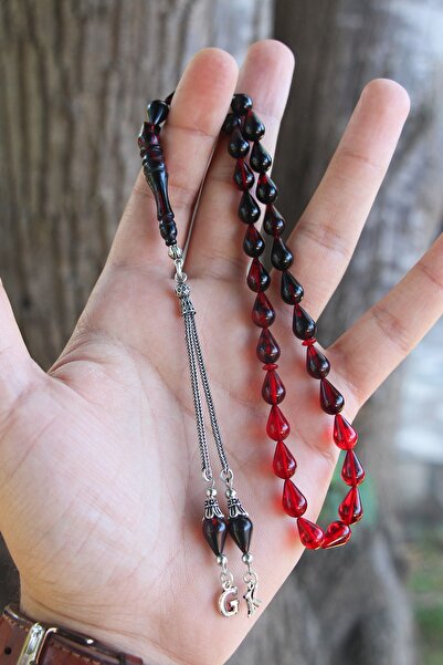 Tesbih Otağı Gümüş Püsküllü Ateş Kehribar Tesbih