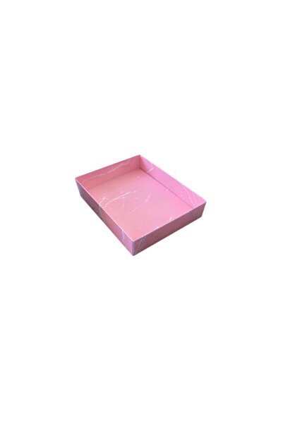 TT Tahtakale Toptancıları Acetate Lid Cardboard Box Marble Pattern 12X15X3 cm (10 Pieces) Pink