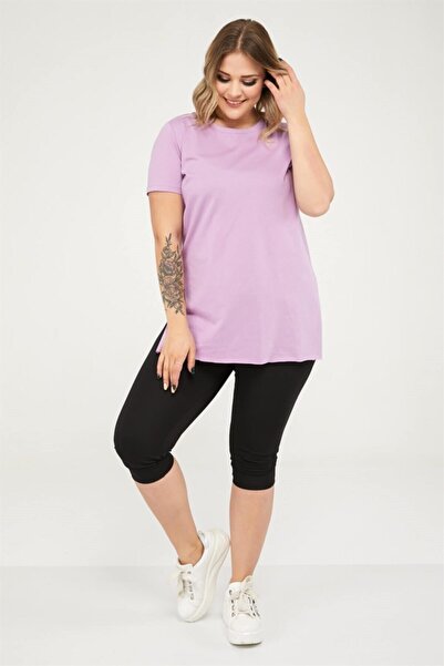 Seamoda Βασικό μπλουζάκι με στρογγυλή λαιμόκοψη Λιλά