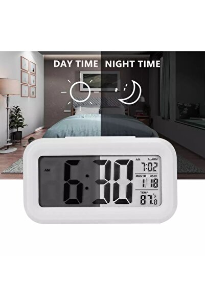 CHELİC Dijital Alarmlı Masa Saati Lcd Ekran Çalar Saat Termometreli