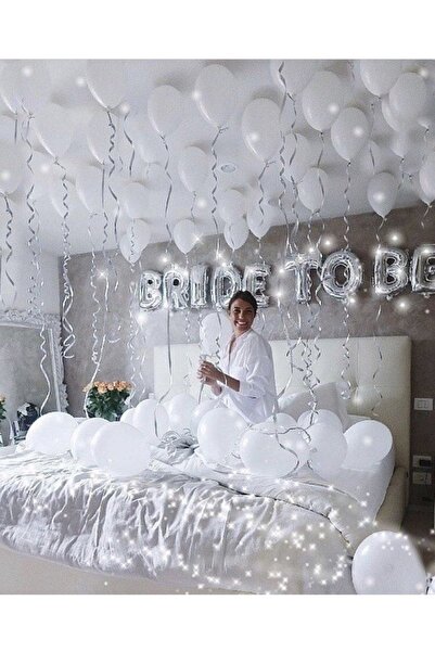Aşkın Parti Evi Bride To Be Yazılı Folyo Balon Konsept Gümüş Renkli Gri Bekar...