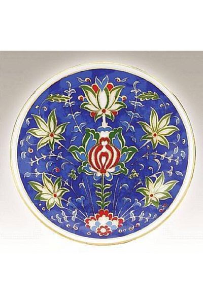 Kütahya Porselen Blue Hand Decorated Plate 13 cm Decoration No 013884