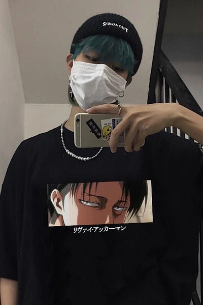 Köstebek Unisex Black Attack On Titan Levi Ackerman Ιαπωνικό Anime T-shirt