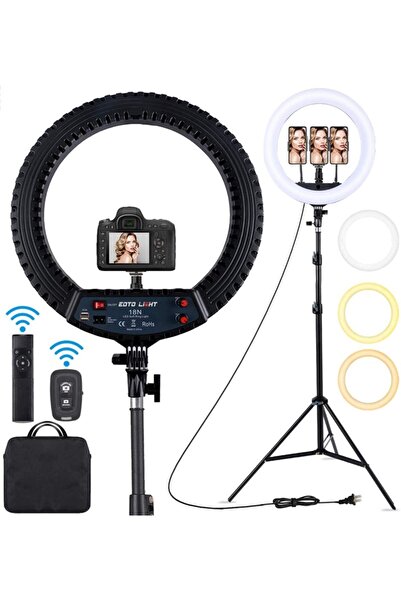 SMAYLİNG Standlı 18 Inç Led Halka Işık Portre Kısılabilir Makyaj Selfie Halka...