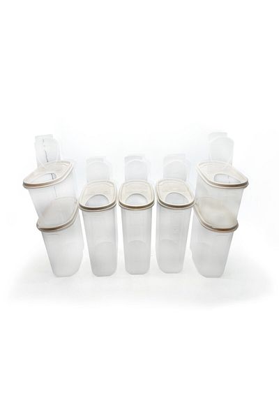 Melkan Home Food Container 7 Pieces Set Total 13 Liters Food Storage Container Cream