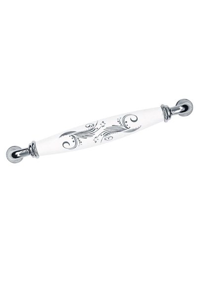 Porcellana Perla Porcelain Handle Cabinet Drawer Furniture Kitchen Handle Ruby 160mm-chrome-white-stk080
