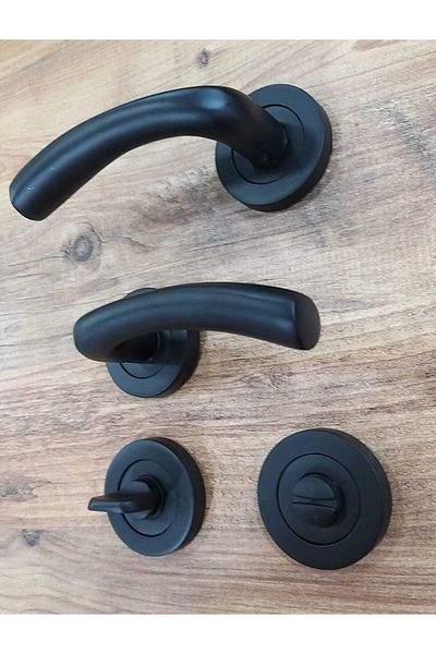 ARON Marmara Round Rosette Matte Black Interior (bathroom-wc) Door Handle 1 Set