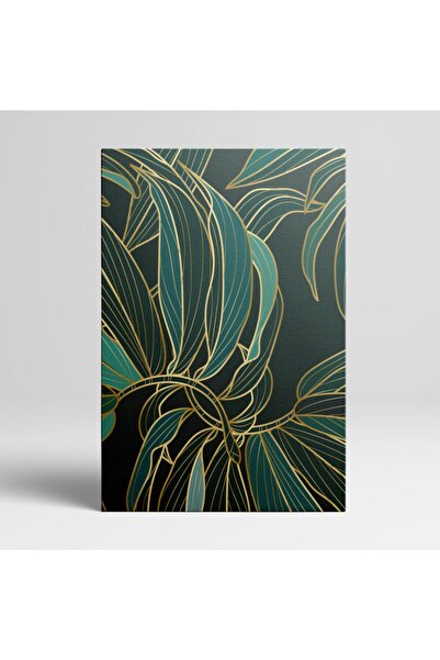 HOMEPACK Canvas Wall Painting Set 3 Piece Canvas Set Green Gold Leaves Hp100