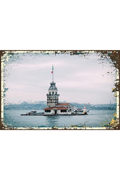 Hayal Poster Kız Kulesi Retro Ahşap Poster