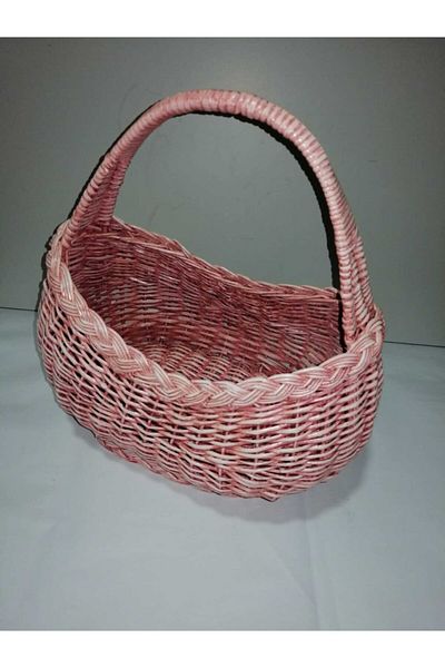 Bahat Wicker Antique Pink Table Top Fruit Holder Mini Picnic Basket
