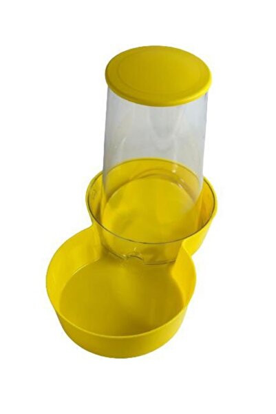 Miapet Hazneli Plastik Kedi-köpek Kapaklı Mama Ve Su Kabı 1,5 Lt Yuvarlak Sarı