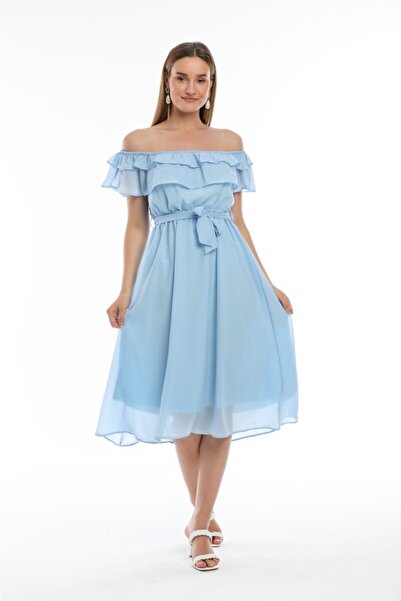 Apple Cix Madonna Yaka Şifon Elbise