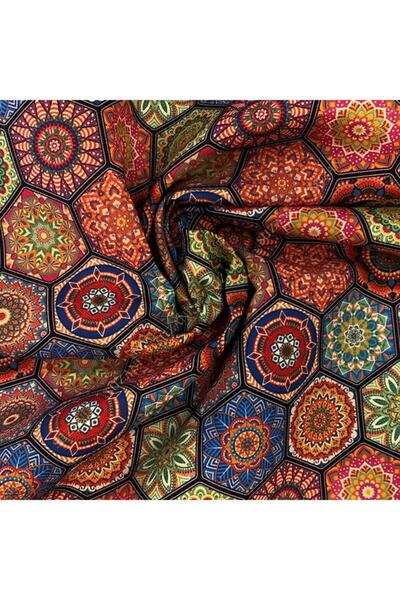 SUZANİ Renkli Petek Desenli Dijital Baskılı Kumaş Kms-0927