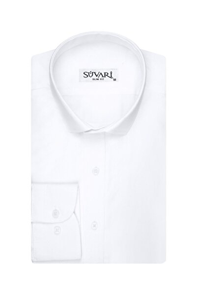 SÜVARİ Slim Fit Beyaz Erkek Gömlek