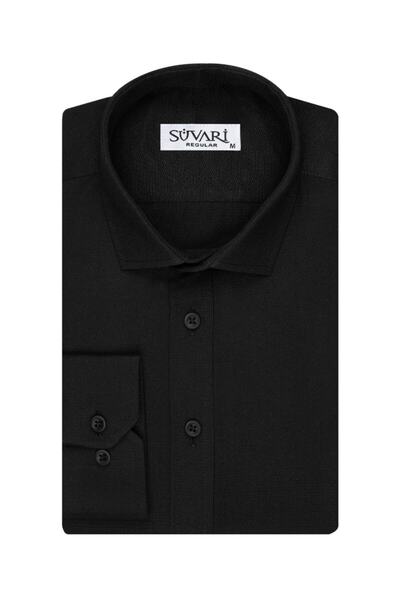 SÜVARİ Ανδρικό πουκάμισο μαύρο με σχέδιο