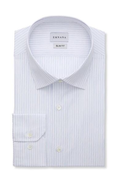 EMNANA Lacivert Çizgili Slim Fit Gömlek