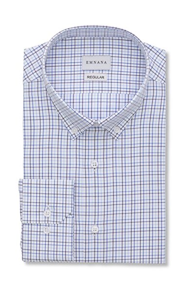 EMNANA Mavi Kareli Regular Fit Gömlek