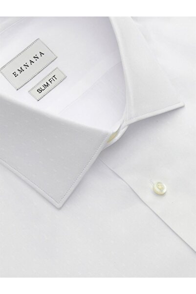 EMNANA Beyaz Premium Twill Slim Fit Gömlek