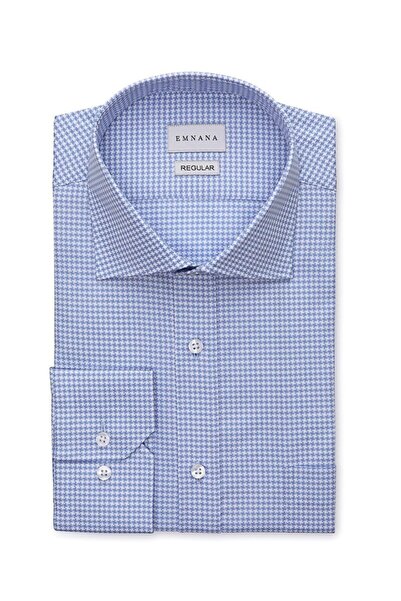 EMNANA Mavi Kareli Regular Fit Gömlek