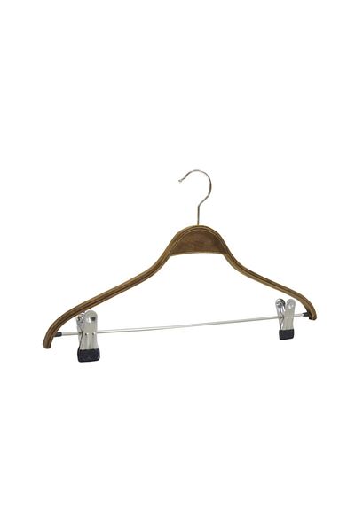 NYN Wooden Hanger Latched Trouser Skirt Hanger Walnut Color 100 Pieces