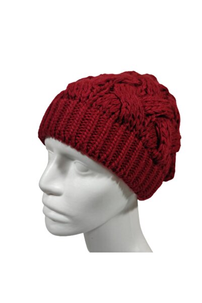 PAKER GİYİM Beretă împletită de damă de culoare burgundă