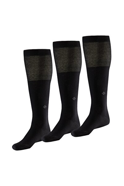 Bonny Silver Diyabetik Dizaltı Erkek Siyah Gümüş Çorap 3'lü Paket