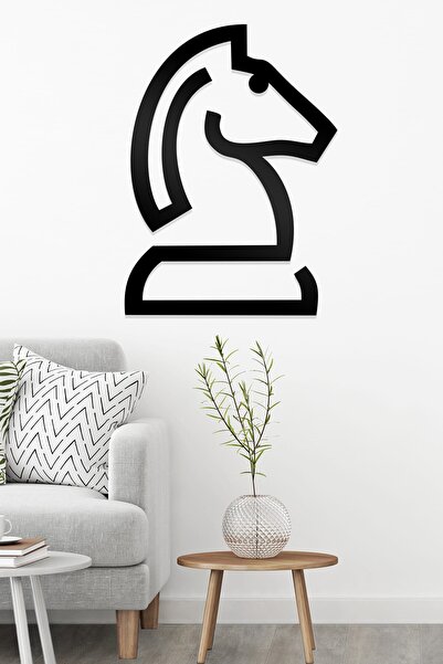 AHWALL Διακοσμητικό Ξύλινο Τραπέζι με Φιγούρα Αλόγου Σκακιού