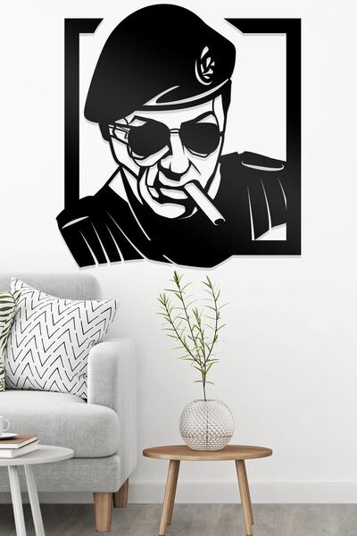 AHWALL Διακοσμητικό Ξύλινο Τραπέζι με Φιγούρα Σίλβεστερ Στάλον