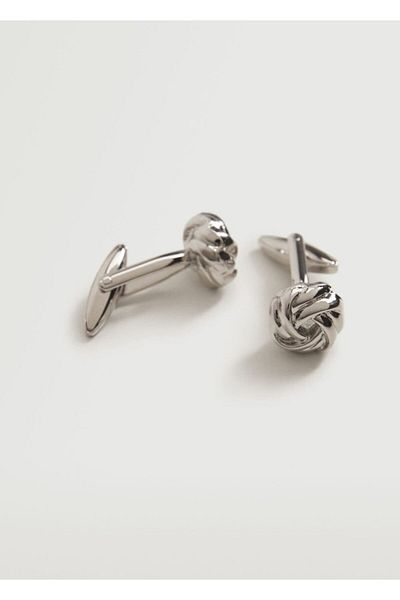 MANGO Man Men's Silver Color Knot Cufflinks