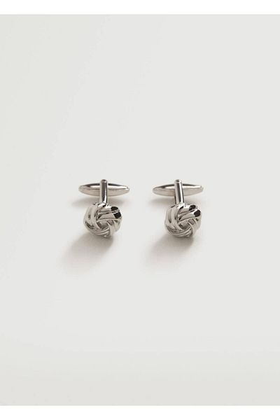 MANGO Man Men's Silver Color Knot Cufflinks