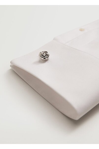 MANGO Man Silberfarbene Manschettenknöpfe mit Knoten für Herren