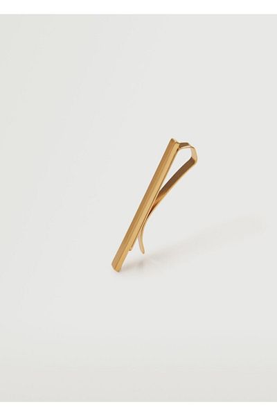 MANGO Man Men's Golden Yellow Gold Tie Clip