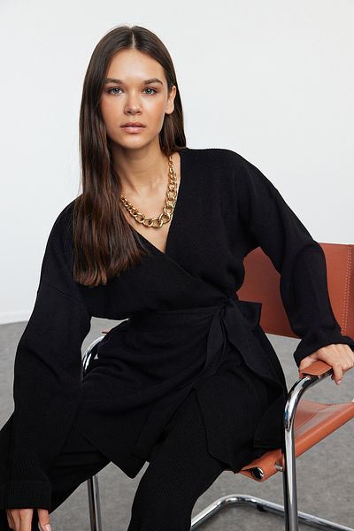 Trendyol Collection Knitwear Midi Top and Bottom Set Black - Twoaw25Au00027