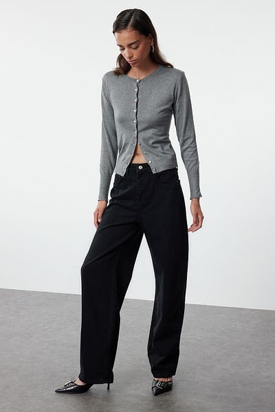 Trendyol Collection Black High Waist Barrel Baggy Jeans Twoaw25Je00130