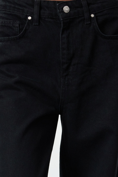 Trendyol Collection Černé Baggy Jeans s vysokým pasem TWOAW25JE00130
