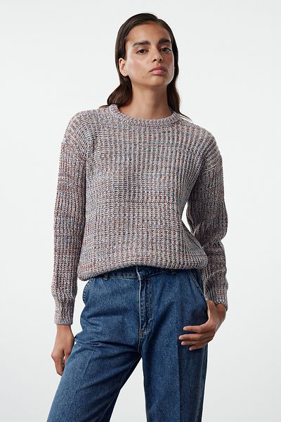 Trendyol Collection Strickpullover mit Rundhalsausschnitt und Kachelmuster - TWOAW25KZ00270