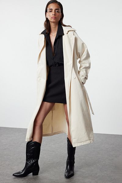Trendyol Collection Джинсові тренчкоти з білим поясом TWOSS23TR00028