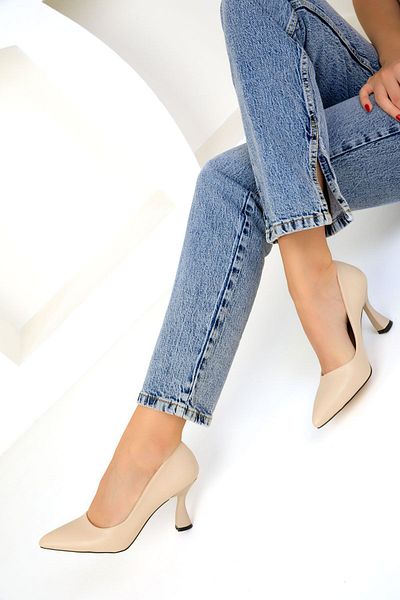 SOHO Women's Beige Classic Heeled Shoes 16559
