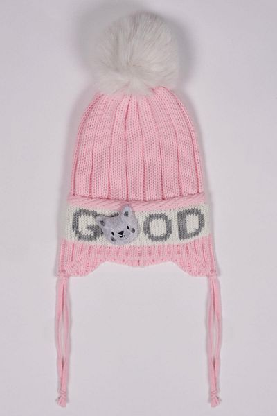 zepkids Light Pink Color Beanie with Teddy Bear