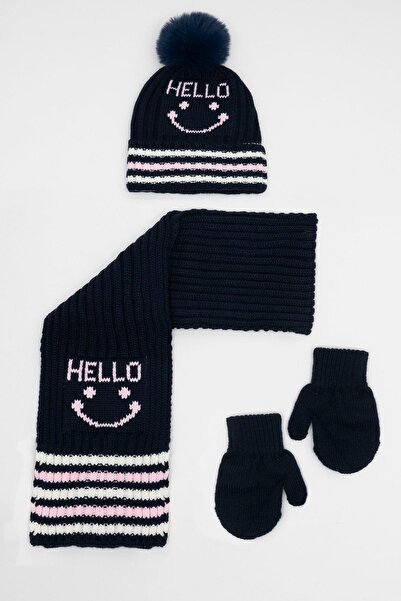 zepkids Привіт, написаний темно-синій шарф-шапочка темно-синього кольору